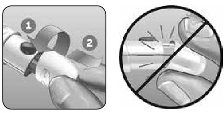 OneTouch - Lifescan Delica Plus - Dūrio prietaiso paruošimas - 1 žingsnis - Nuimkite dūrio prietaiso dangtelį Dūrio prietaiso paruošimas - 1 žingsnis - Nuimkite dūrio prietaiso dangtelį