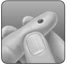 OneTouch - Lifescan Delica Plus - Kraujo ėmimas iš piršto galiuko - 2 žingsnis - Gaukite apvalų kraujo lašą Kraujo ėmimas iš piršto galiuko - 2 žingsnis - Gaukite apvalų kraujo lašą