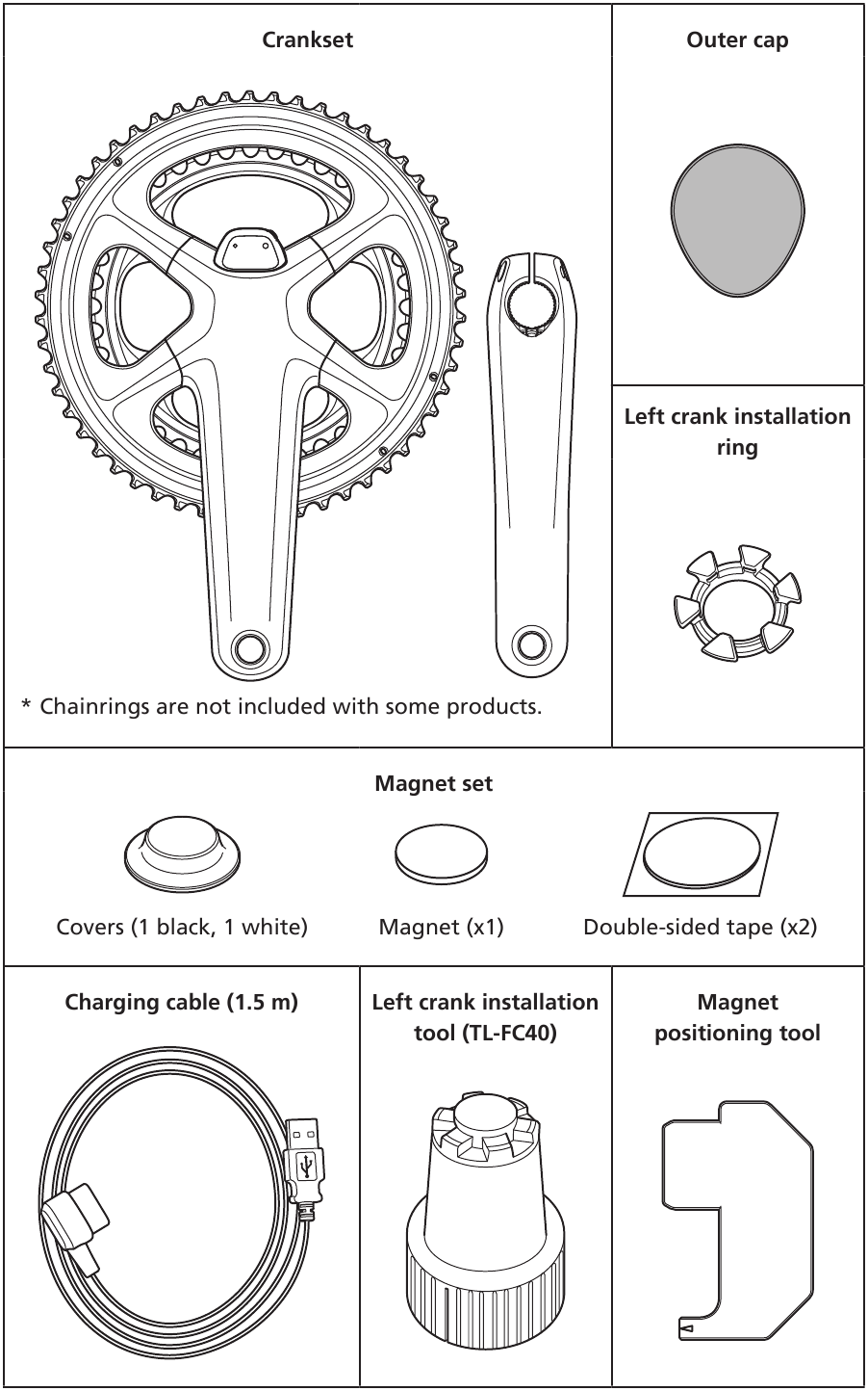 Shimano - FC-R9200-P - Součásti balení Součásti balení