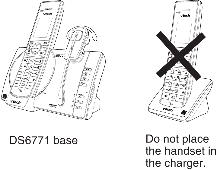 VTech - DS6072 - Тұтқаны телефон базасында тіркеу Тұтқаны телефон базасында тіркеу