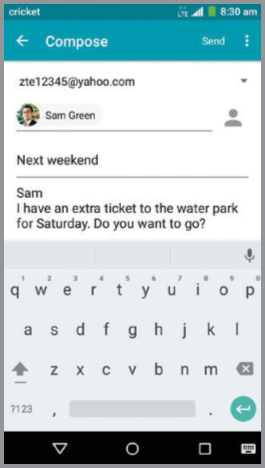 ZTE - Grand X Max+ - Имейл - Създаване и изпращане на имейл съобщение Имейл - Създаване и изпращане на имейл съобщение