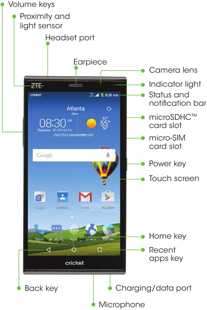 ZTE - Grand X Max+ - Запознаване с вашия ZTE Grand™ X Max+ - Преглед Запознаване с вашия ZTE Grand™ X Max+ - Преглед