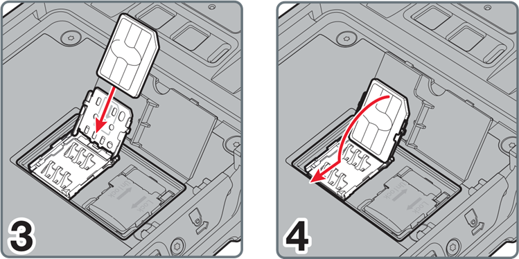 Honeywell - Dolphin CT50 - microSIM kortelės įdėjimas - 2 žingsnis microSIM kortelės įdėjimas - 2 žingsnis