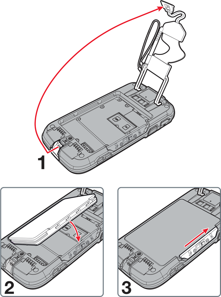 Honeywell - Dolphin CT50 - Baterijos įdėjimas Baterijos įdėjimas