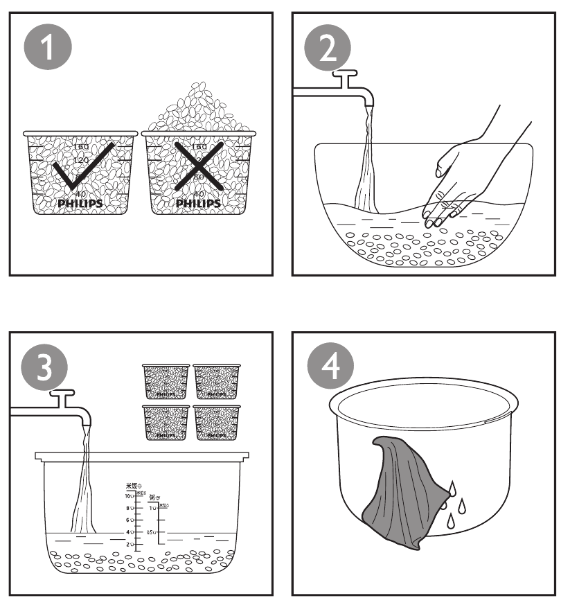 PHILIPS - HD3031 - Utilizarea orezarului fuzzy - Pasul 1 Utilizarea orezarului fuzzy - Pasul 1