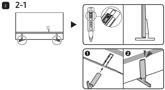 Samsung - HG43AU800N - LED televizoriaus stovo montavimas - 2 žingsnis LED televizoriaus stovo montavimas - 2 žingsnis