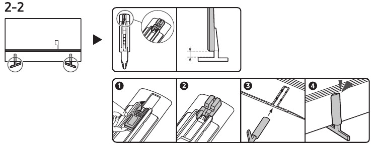 Samsung - HG43AU800N - LED televizoriaus stovo montavimas - 3 žingsnis LED televizoriaus stovo montavimas - 3 žingsnis