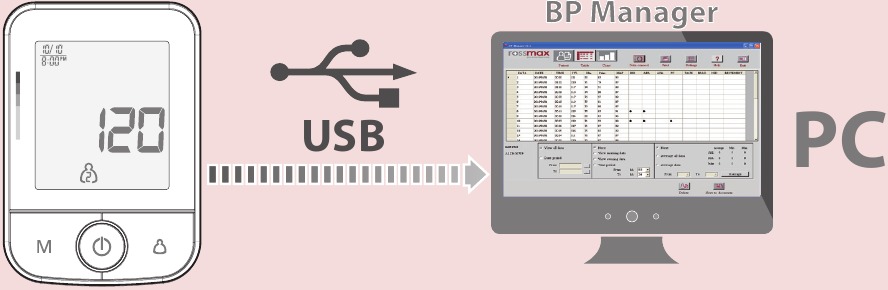 Rossmax - X5 - Tiedonsiirto PC:lle Data Transfer to PC