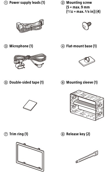 Sony - XAV-AX3250 - Parts List for Installation Parts List for Installation