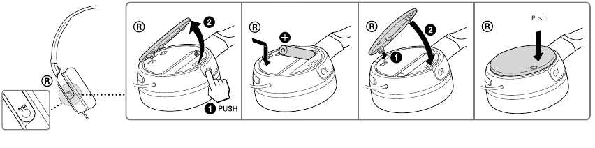 Sony - MDR-ZX110NC - Installing a battery Installing a battery