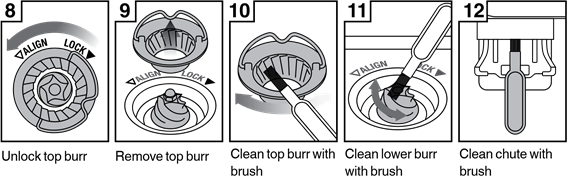 Sage - Barista Touch BES880 - KONİK ÇAPAKLI ÖĞÜTÜCÜNÜN TEMİZLENMESİ - Adım 2 KONİK ÇAPAKLI ÖĞÜTÜCÜNÜN TEMİZLENMESİ - Adım 2