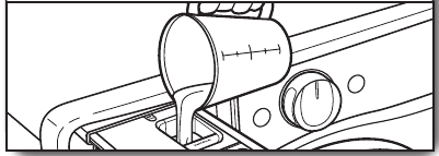 Vloeibaar chloorbleekmiddel toevoegen aan de dispenser