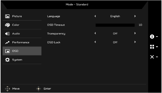 Acer - CBA242Y - Kurekebisha OSD Kurekebisha OSD