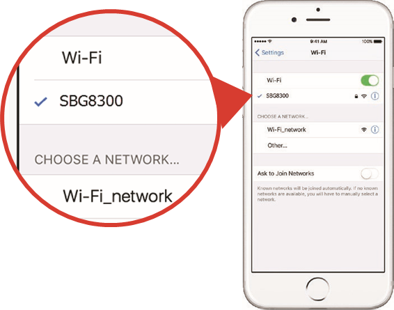 Arris - SURFboard SBG8300 - Připojte se pomocí svého mobilního zařízení – krok 2 Připojte se pomocí svého mobilního zařízení – krok 2