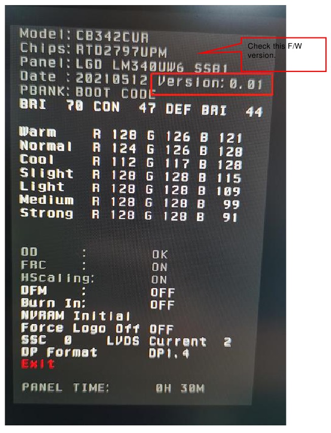 Acer - CB342CUR - Angalia toleo la FW baada ya kuboresha - Hatua ya 1 Angalia toleo la FW baada ya kuboresha - Hatua ya 1