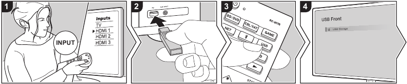 Pioneer - VSX-932 - Ойнату - USB құрылғысында сақталған музыканы ойнату Ойнату - USB құрылғысында сақталған музыканы ойнату