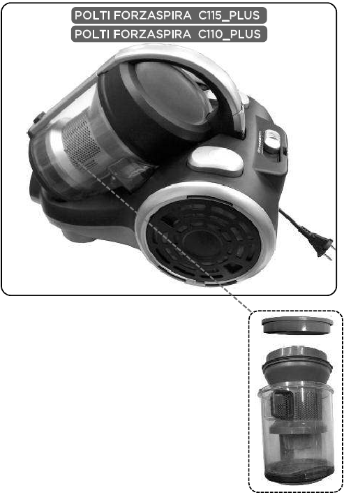 POLTI - FORZASPIRA C 115 PLUS - CZYSZCZENIE POJEMNIKA NA KURZ CZYSZCZENIE POJEMNIKA NA KURZ