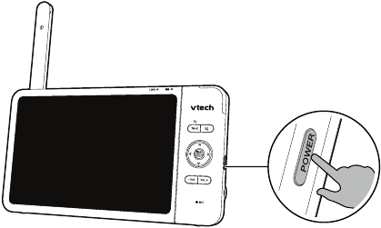 VTech - RM7764HD - Ενεργοποίηση/απενεργοποίηση της οθόνης της γονικής μονάδας Ενεργοποίηση/απενεργοποίηση της οθόνης της γονικής μονάδας