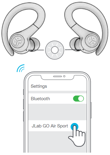 JLab - GO Air Sport - BLUETOOTH ЖҰПТАСТЫРУ - 3-қадам BLUETOOTH ЖҰПТАСТЫРУ - 3-қадам