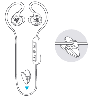 JLab Audio - Fit Sport 3 - ИСПОЛЬЗОВАНИЕ ЗАЖИМА ДЛЯ КАБЕЛЯ - Шаг 1 ИСПОЛЬЗОВАНИЕ ЗАЖИМА ДЛЯ КАБЕЛЯ - Шаг 1