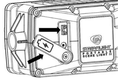 StreamLight - PORTABLE SCENE LIGHT II - ÎNCĂRCARE AC - scoateți capacul portului de încărcare și introduceți conectorul cablului de încărcare ÎNCĂRCARE AC - scoateți capacul portului de încărcare și introduceți conectorul cablului de încărcare