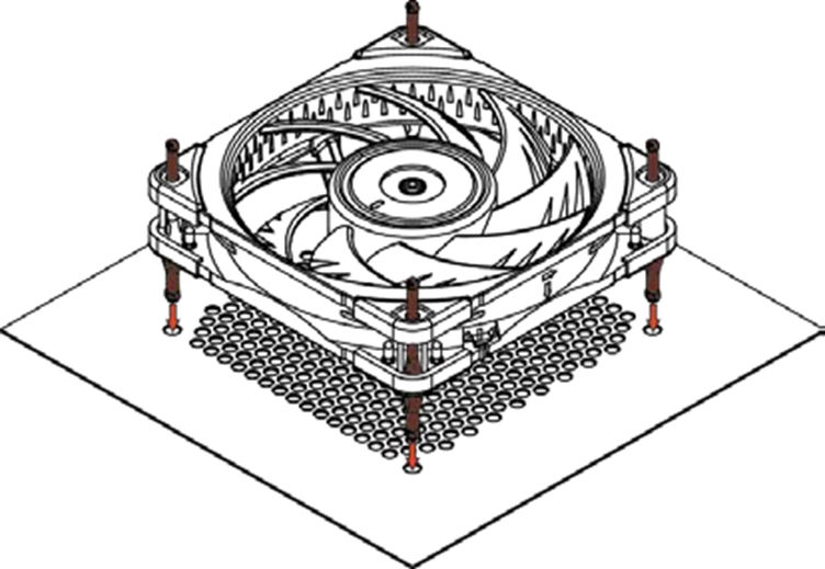 Noctua - NF-A12x25 PWM - Instalação com os Suportes NA-AV2 - Passo 2 Instalação com os Suportes NA-AV2 - Passo 2