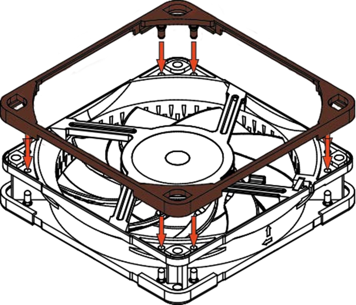 Noctua - NF-A12x25 PWM - Instalação com o Mecanismo Fornecido - Passo 2 Instalação com o Mecanismo Fornecido - Passo 2