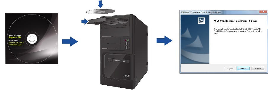 ASUS - PCE-AX58BT - Поставете диска за поддръжка Поставете диска за поддръжка