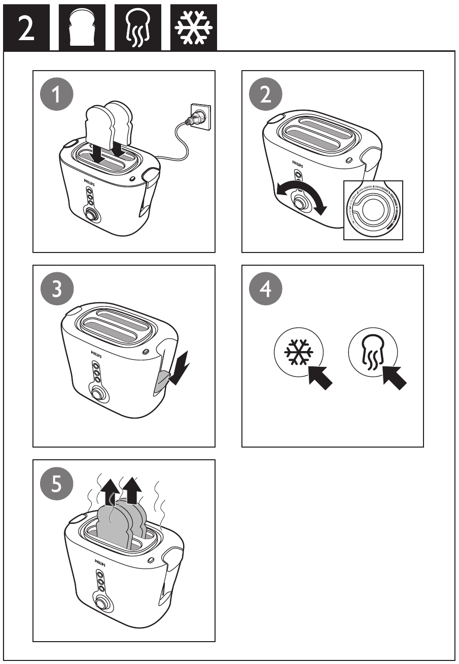 PHILIPS - HD2630 - Banika, pasha tena, au toa barafu mkate Banika, pasha tena, au toa barafu mkate