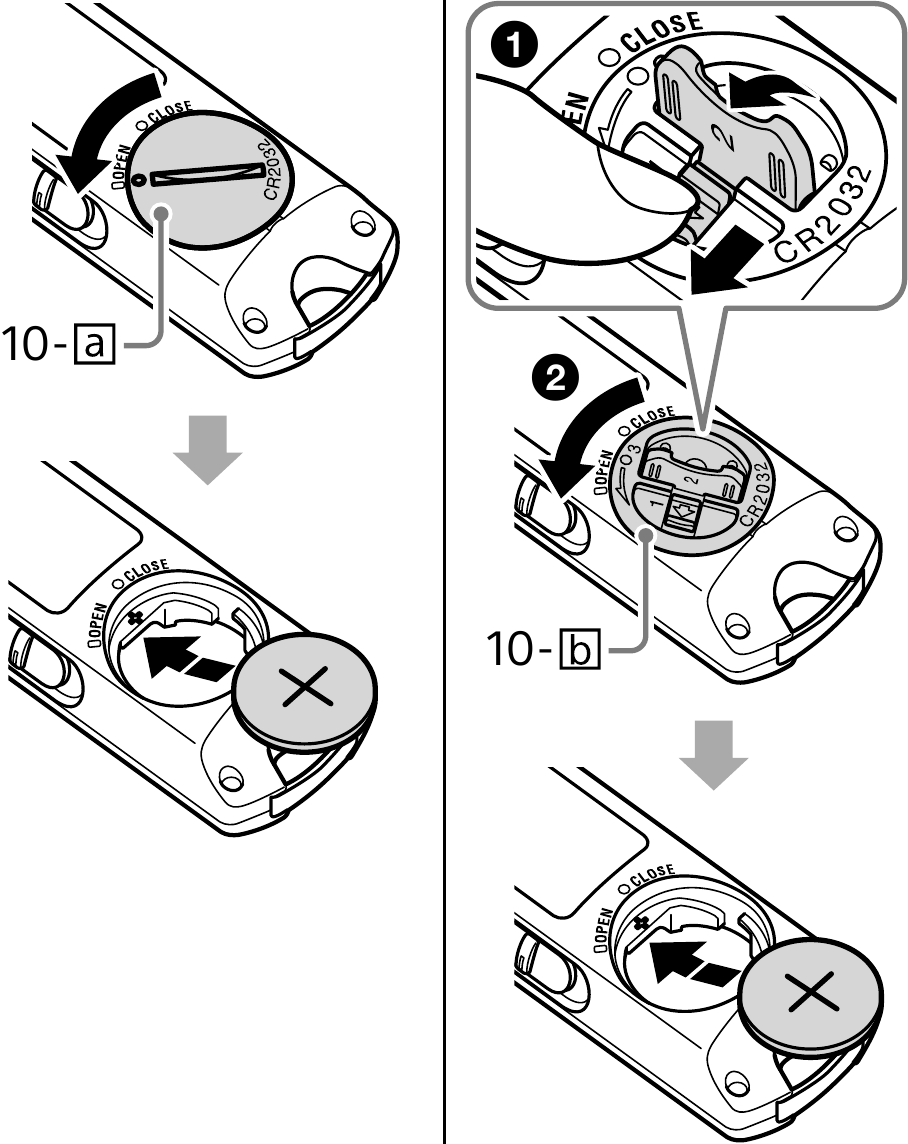 Sony - RMT-P1BT - Inserting the battery Inserting the battery