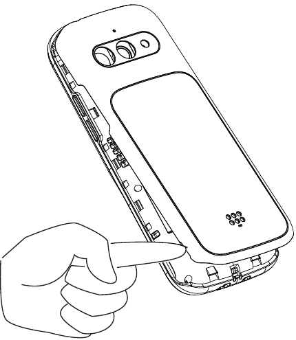 Doro - 730X - Nuimkite akumuliatoriaus dangtelį Nuimkite akumuliatoriaus dangtelį