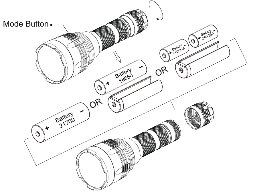 Nitecore - NEW P30 - Instalace baterie Instalace baterie