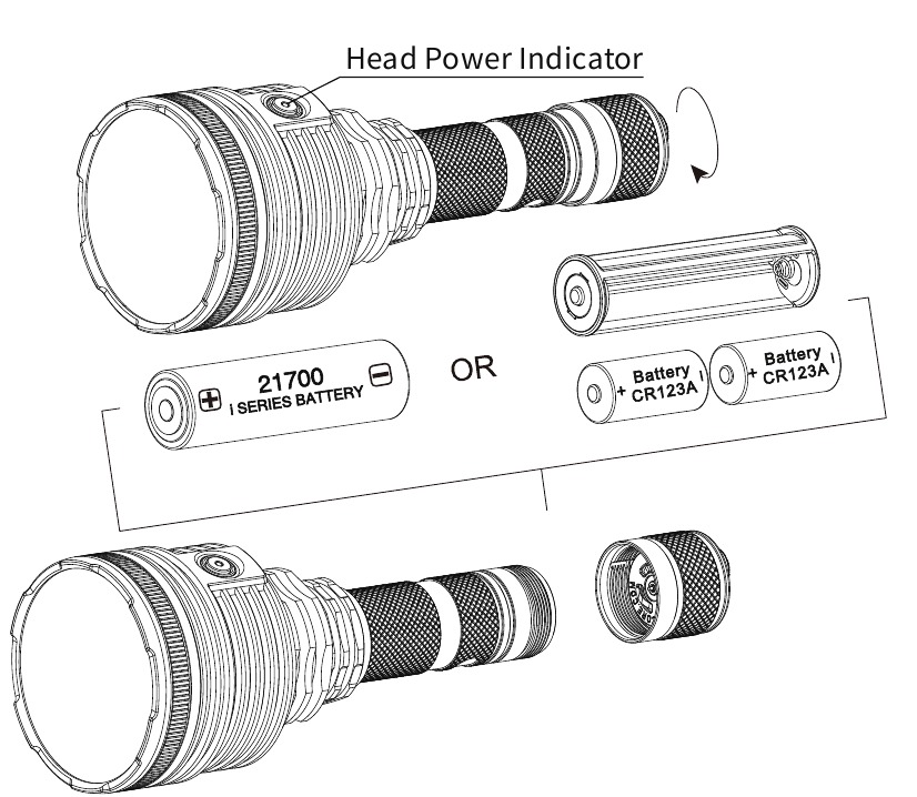 Nitecore - P30i - Gebruiksaanwijzing - Batterij installatie Gebruiksaanwijzing - Batterij installatie