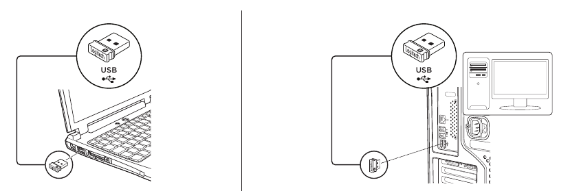 Logitech - K270 - Duke filluar - Hapi 1 - Futja e një marrësi Unifying Getting started - Step 1 - Plugging in an Unifying receiver