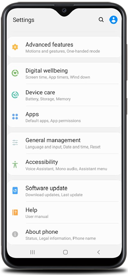Samsung - Galaxy A10e - Află mai multe - Utilizarea funcției Ajutor Află mai multe - Utilizarea funcției Ajutor