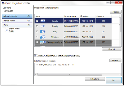 EPSON - PowerLite EB-L250F - Proyeksi melalui jaringan - Mode koneksi lanjutan Proyeksi melalui jaringan - Mode koneksi lanjutan