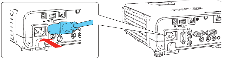 EPSON - PowerLite EB-L250F - Hidupkan peralatan Anda - Langkah 1 - Hubungkan kabel daya Hidupkan peralatan Anda - Langkah 1 - Hubungkan kabel daya