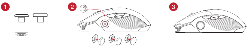 ASUS - ROG CHAKRAM X - Přizpůsobení joysticku nebo nasazení krytu - Diagram Přizpůsobení joysticku nebo nasazení krytu - Diagram