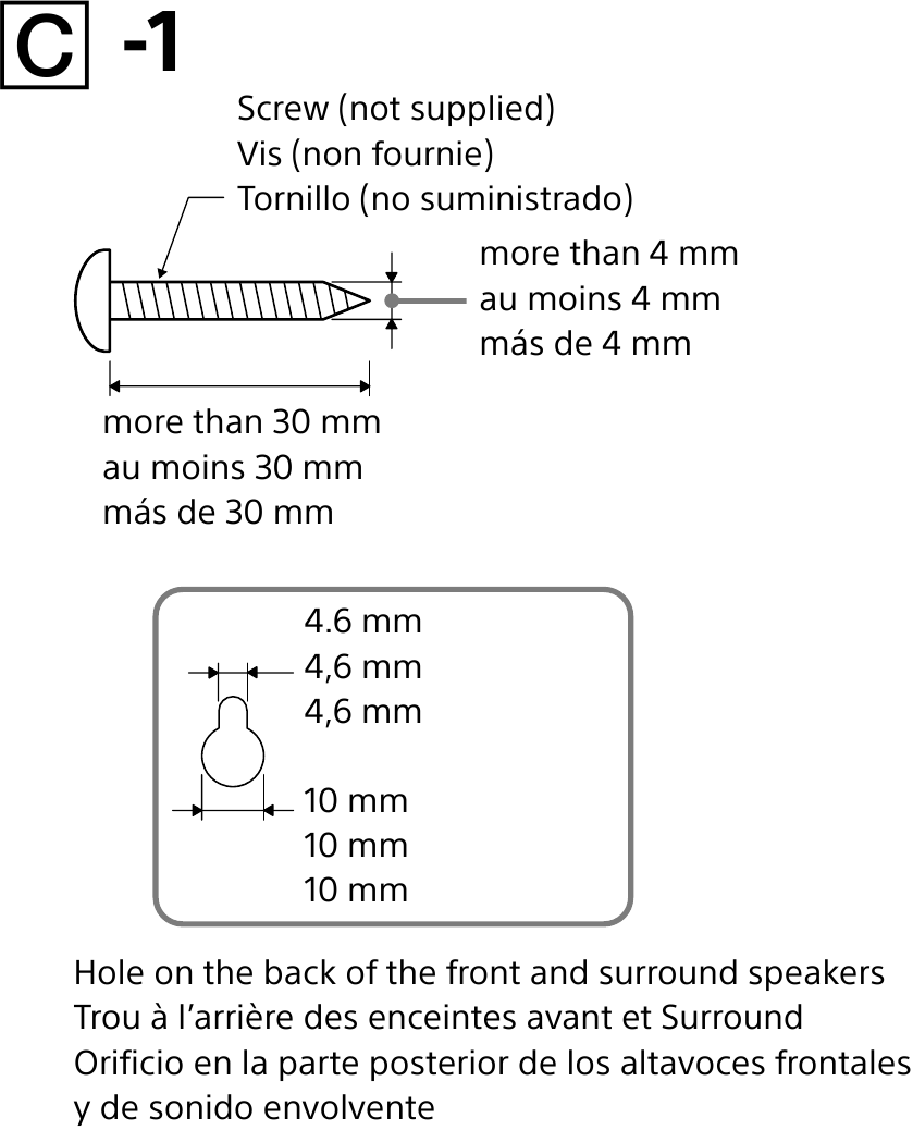 SONY - SS-CS310CR - O'rab turuvchi karnaylarni devorga o'rnatish - 1-qadam O'rab turuvchi karnaylarni devorga o'rnatish - 1-qadam