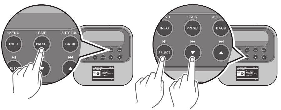 Sangean - REVERY R4 - Gemme og hente en forudindstilling Gemme og hente en forudindstilling