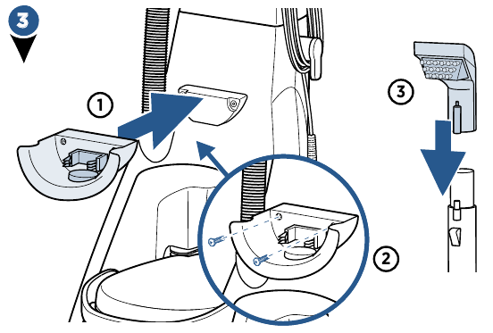 Bissell - ProHeat Advanced 1846 Series - Attach lower hose rack Prenda o rack da mangueira inferior