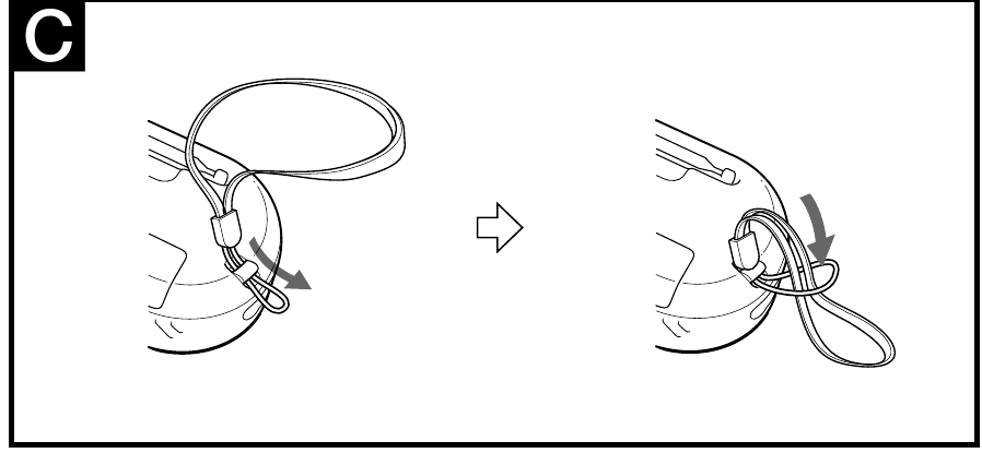SONY - ICF-B200 - Attaching the hand strap Colocación de la correa de mano