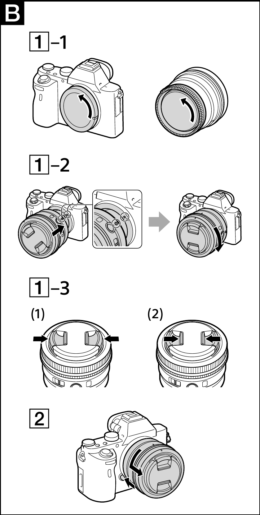 SONY - FE 40mm F2.5 G - Objektiivin kiinnittäminen ja irrottaminen Objektiivin kiinnittäminen ja irrottaminen