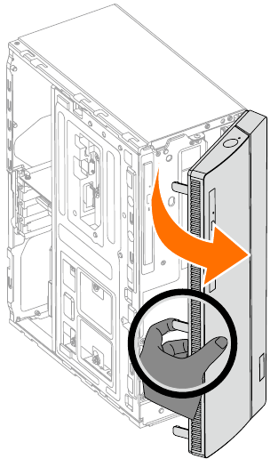 Lenovo - Série ideacentre 310A - Remover a moldura frontal Remover a moldura frontal