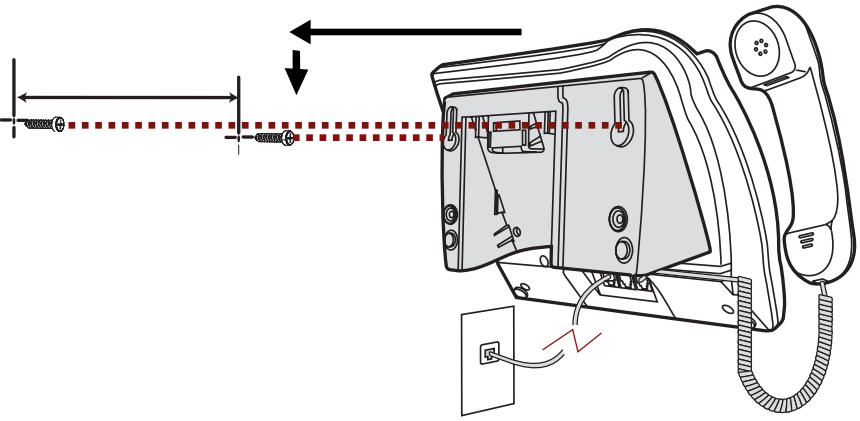 Avaya - T7316E - Montaža na zid s postoljem za telefon - Korak 2 Montaža na zid s postoljem za telefon - Korak 2