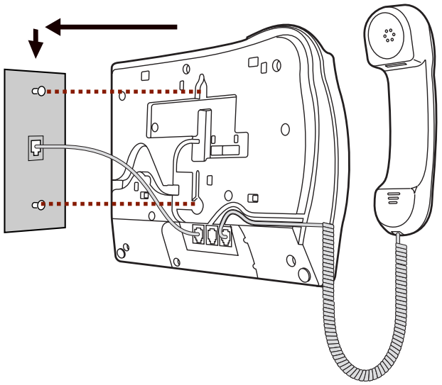 Avaya - T7316E - Montaža na zid bez postolja za telefon - Korak 2 Montaža na zid bez postolja za telefon - Korak 2