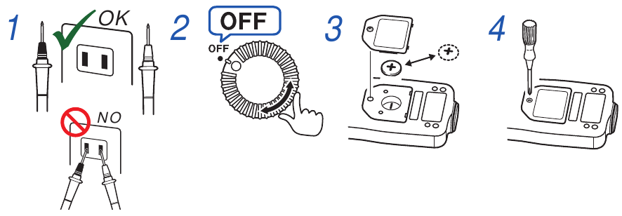 Hioki - 3287 - Baterijų įdėjimas/pakeitimas Insert/Replace Batteries
