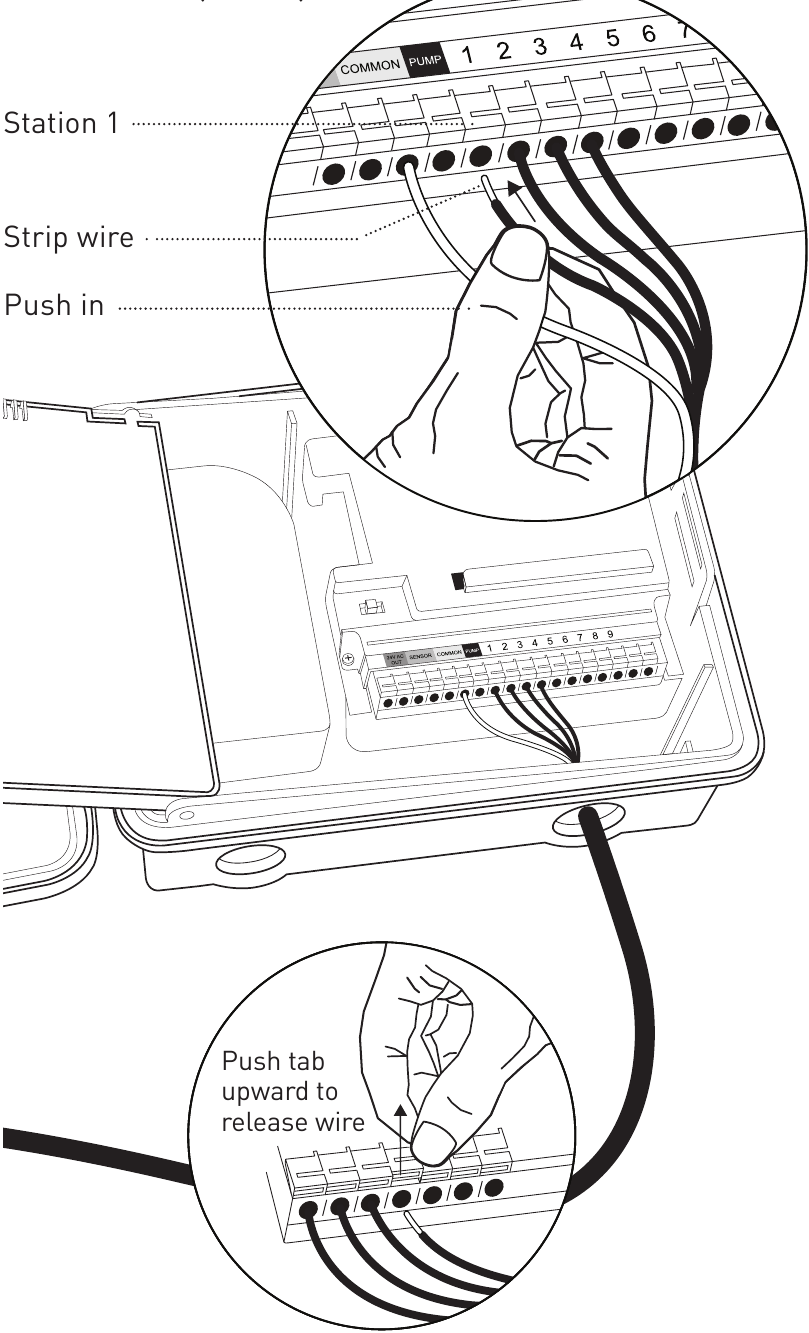 Orbit - 57896 - Priključite žico ventila na terminal Priključite žico ventila na terminal