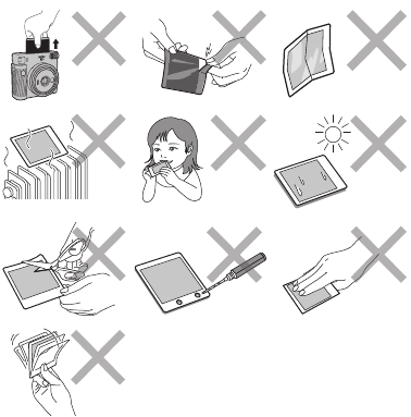 Fujifilm - instax SQUARE SQ1 - Пленка мен дайын фотосуреттерді өңдеу бойынша сақтық шаралары Пленка мен дайын фотосуреттерді өңдеу бойынша сақтық шаралары