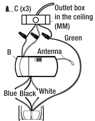 HAMPTON BAY - 99432 - Ventiliatoriaus prijungimas prie imtuvo Ventiliatoriaus prijungimas prie imtuvo